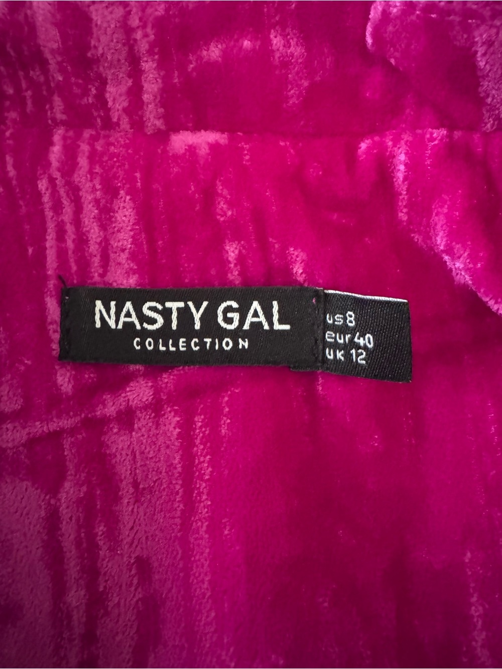 Nasty Gal Hot Pink Crushed Velvet Tailored BLAZER Suit Set 33 Inseam Size 8 - Picture 6 of 14